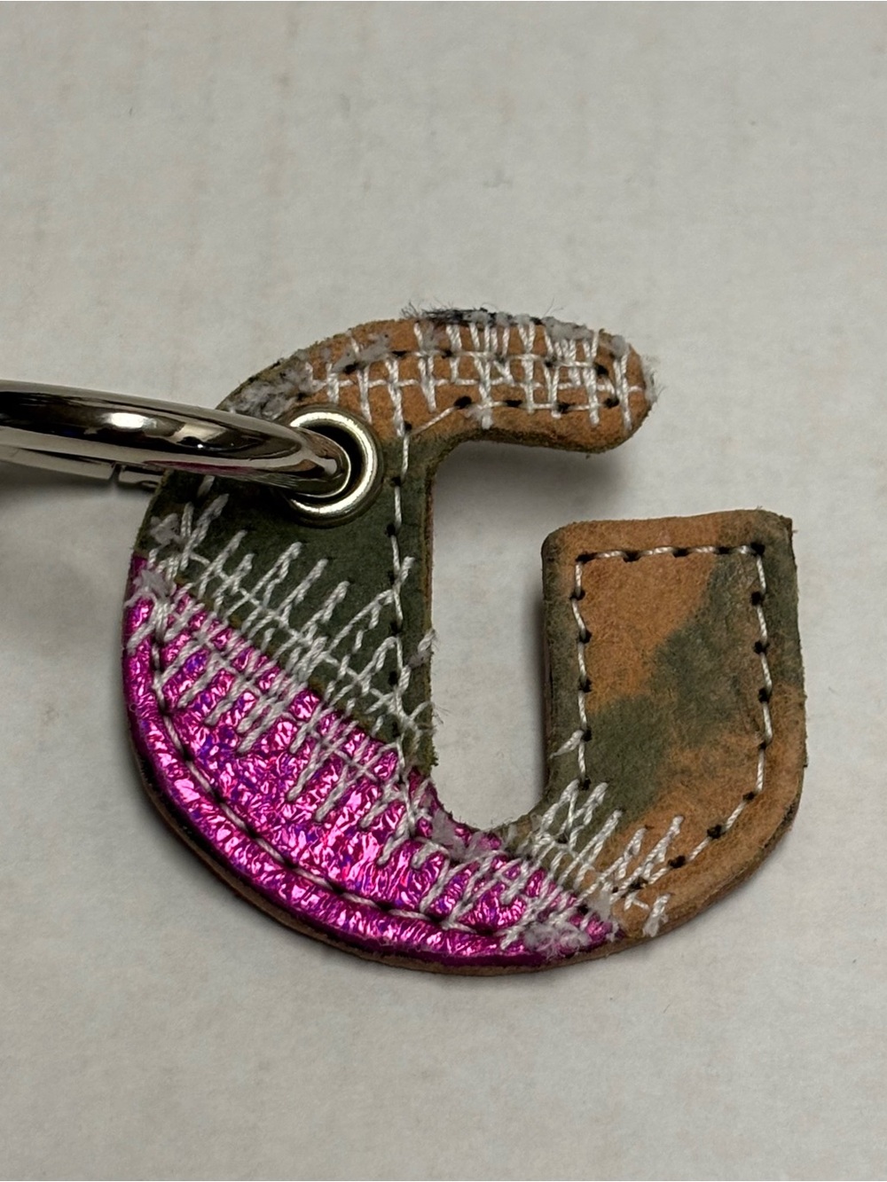 GALLERY DEPT. Multi Color Leather G Patch Keychain With Silver Carabiner